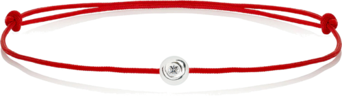 Red thread bracelet with a gold bead and diamond (1)