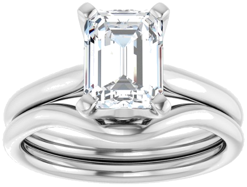 Sužadėtuvių Žiedas „Solitaire“ 585 Baltojo Aukso Emerald 8mm x 6mm (8)