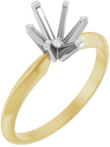 14K Yellow   White 8x6 mm Oval 6-Prong Solitaire Engagement Ring Mounting (1)