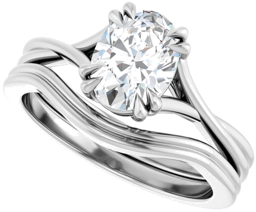 14K White 8x6 mm Oval Solitaire Engagement Ring Mounting (10)