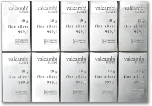 10 x 10 g ComBibar™ silver bars Valcambi (3)
