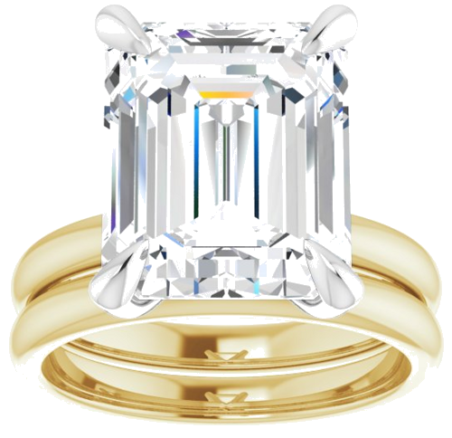 14K Yellow White 12 x 10 mm Emerald Engagement Ring Mounting (7)