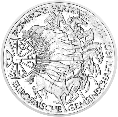 10 марок Римский договор 1987 Германия серебряная монета (1)