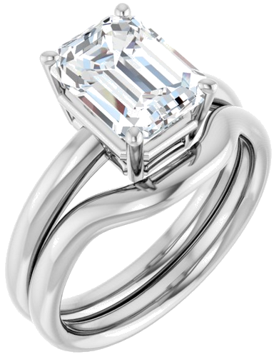 Sužadėtuvių Žiedas „Solitaire“ 14k white gold Emerald 9mm x 7mm (6)