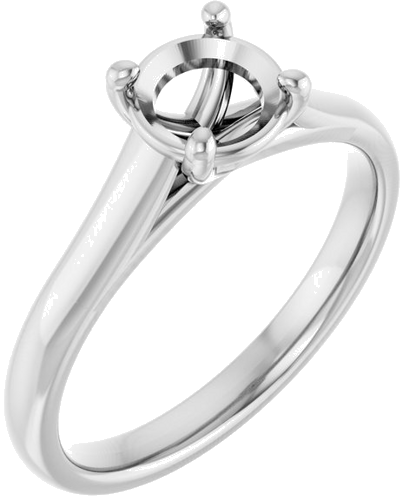 14K White 6.5 mm Round Solitaire Engagement Ring Mounting (1)