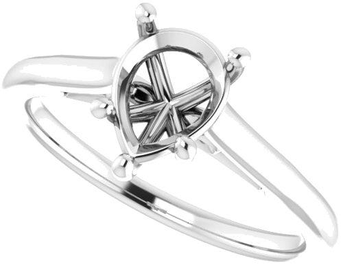 14K White  8x6 mm Pear Solitaire Engagement Ring Mounting (5)