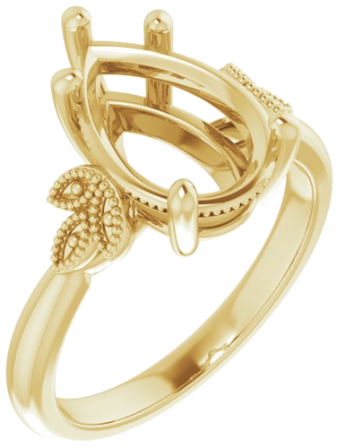 14K Yellow 12x8 mm Pear Solitaire Engagement Ring Mounting (1)