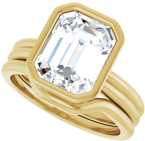 Sužadėtuvių Žiedas „Bezel-Set Solitaire“ 14k yellow gold Emerald 10mm x 8mm (10)