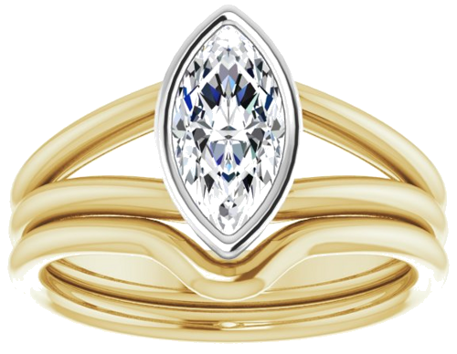 Sužadėtuvių Žiedas „Bezel-Set Solitaire“ 585 Baltojo Ir Geltonojo Aukso Marquise 10mm x 5mm (8)