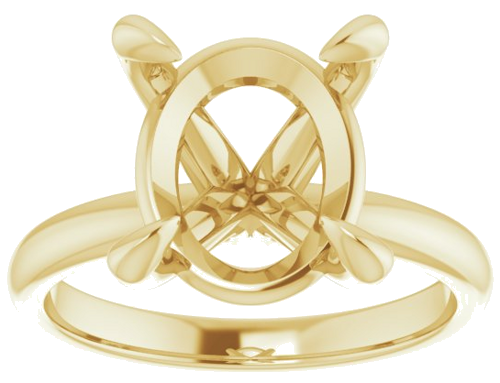 14K Yellow  12x10 mm Oval Solitaire Engagement Ring Mounting (3)
