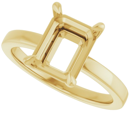 14K Yellow 9x7 mm Emerald Solitaire Engagement Ring Mounting (5)