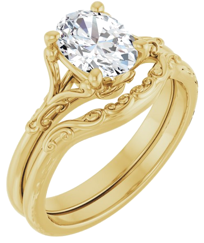 10K Yellow 8x6 mm Oval Solitaire Engagement Ring Mounting (6)