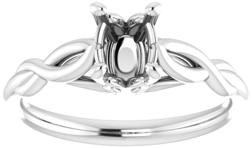 14K White  7x5 mm Oval Solitaire Engagement Ring Mounting (3)