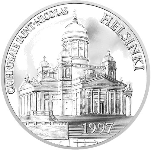 100 Frankų Švento Mikalojaus katedra 1997 Prancūzija sidabrinė moneta (1)