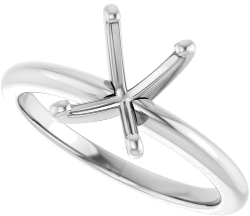 14K White  8x6 mm Emerald Solitaire Engagement Ring Mounting (5)