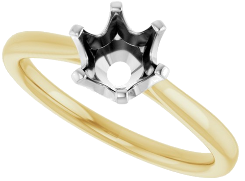 14K Yellow   White 6.5 mm Round Engagement Ring Mounting (5)