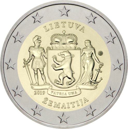2019 Lietuva Žemaitija 2 eiro BU monēta uz kartes (2)
