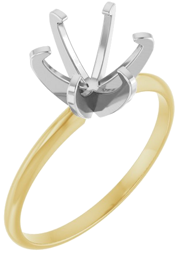 14K Yellow White 7.8-8.6 mm Round 6-Prong Solitaire Engagement Ring Mounting (1)
