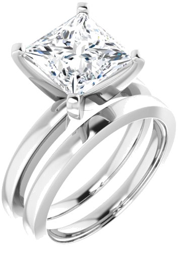 14K White 8x8 mm Square Solitaire Engagement Ring Mounting (6)