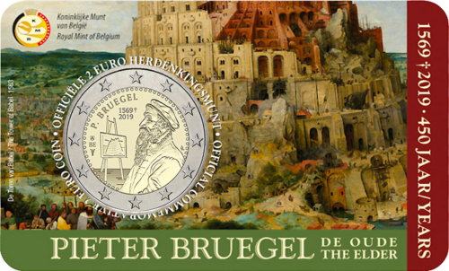 2019 Belgija Pieter Bruegel 2 eurų BU moneta kortelėje (1)