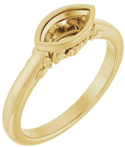 Sužadėtuvių Žiedas „Bezel-Set“ 585 Geltonojo Aukso Marquise 8mm x 4mm (1)