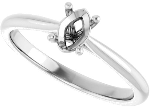 Sužadėtuvių Žiedas „Solitaire“ 585 Baltojo Aukso Oval 6mm x 4mm (5)