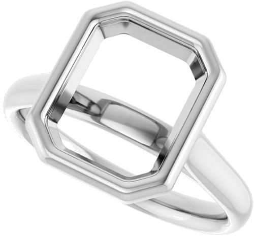 Sužadėtuvių Žiedas „Bezel-Set Solitaire“ 750 Baltojo Aukso Emerald 10mm x 8mm (5)