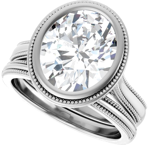 14K White 11x9 mm Oval Solitaire Engagement Ring Mounting (9)