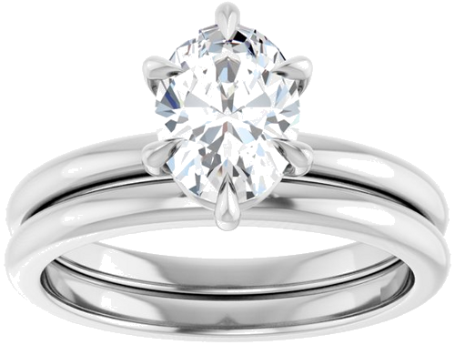 Sužadėtuvių Žiedas „Solitaire“ 585 Baltojo Aukso Oval 8mm x 6mm (8)