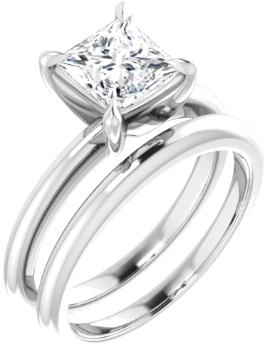 14K White 6x6 mm Square Solitaire Engagement Ring Mounting (6)