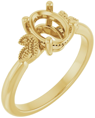 14K Yellow 8x6 mm Oval Solitaire Engagement Ring Mounting (1)