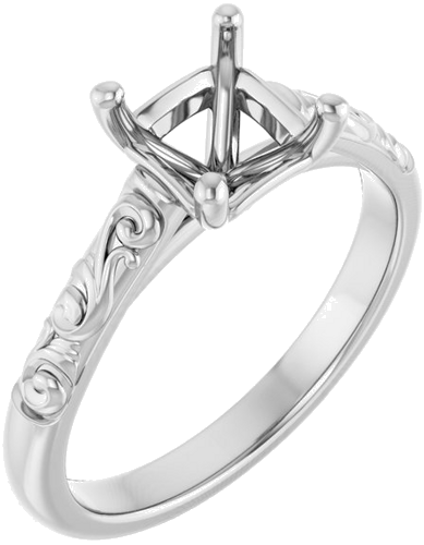 Sužadėtuvių Žiedas „Solitaire“ 585 Baltojo Aukso Asscher 6mm (1)