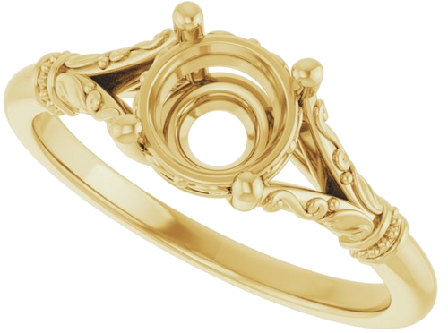 14K Yellow 6.5 mm Round Solitaire Engagement Ring Mounting (5)