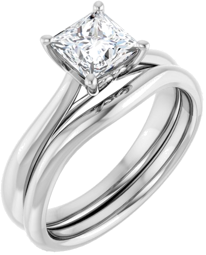 Sužadėtuvių Žiedas „Solitaire“ 585 Baltojo Aukso Square 5.5mm (6)