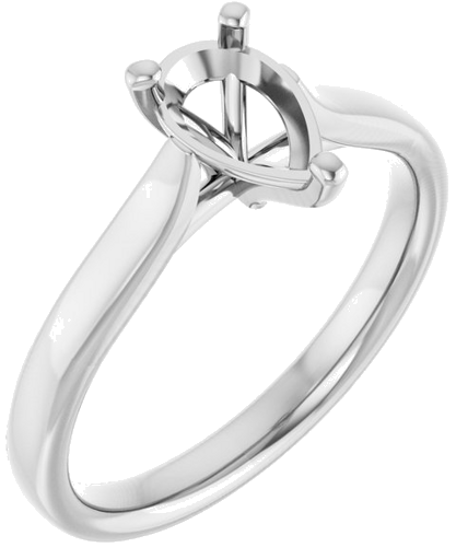 14K White 8x5 mm Pear Engagement Ring Mounting (1)