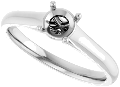 14K White 5.2 mm Round Solitaire Engagement Ring Mounting (5)