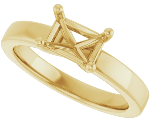 10K Yellow 7x5 mm Emerald Solitaire Engagement Ring Mounting (5)