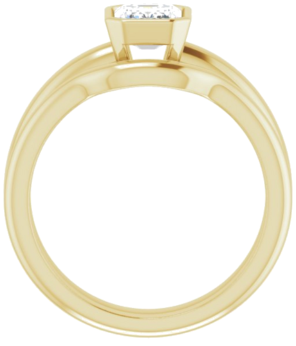 Sužadėtuvių Žiedas „Bezel-Set Solitaire“ 585 Geltonojo Aukso Emerald 7mm x 5mm (7)