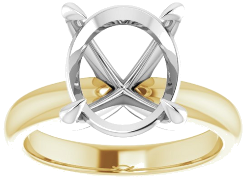 18K Yellow White 12x10 mm Oval Solitaire Engagement Ring Mounting (3)