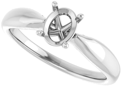 Sužadėtuvių Žiedas „Solitaire“ 585 Baltojo Aukso Oval 7mm x 5mm (5)