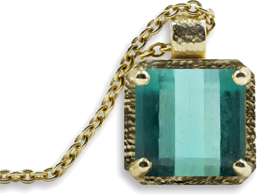 Gold necklace with green tourmaline (7)