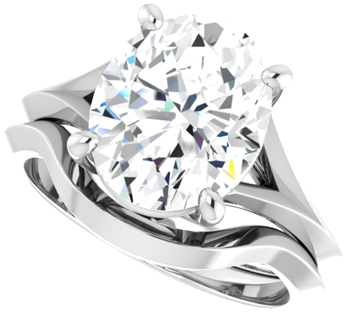 14K White 11x9 mm Oval Solitaire Engagement Ring Mounting (10)