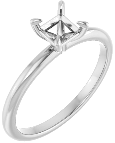 Sužadėtuvių Žiedas „Solitaire“ 585 Baltojo Aukso Square 4.5mm (1)