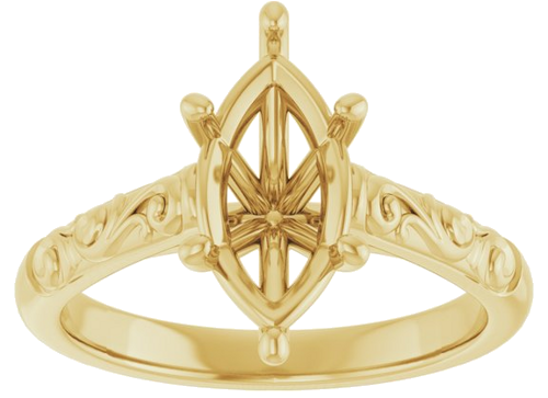 Sužadėtuvių Žiedas „Solitaire“ 585 Geltonojo Aukso Marquise 12mm x 6mm (3)