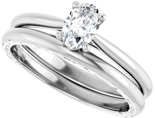 14K White 6x4 mm Oval Solitaire Engagement Ring Mounting (10)