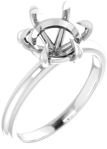 14K White 8.8 mm Round Solitaire Engagement Ring Mounting (1)