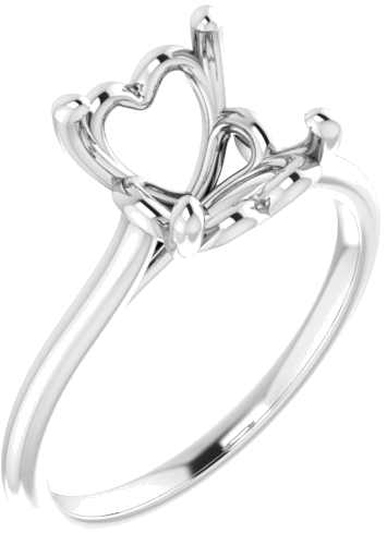 14K White  8 mm Cushion Solitaire Engagement Ring Mounting (1)