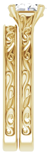 Sužadėtuvių Žiedas „Scroll Solitaire“ 585 Geltonojo Aukso Oval 7mm x 5mm (9)