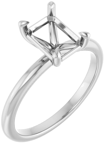 14K White 8x6 mm Emerald Solitaire Engagement Ring Mounting (1)