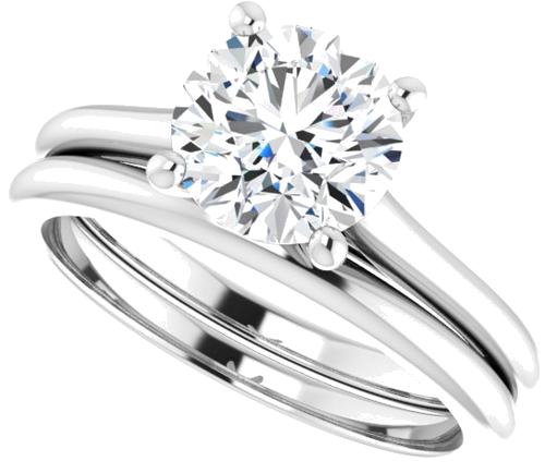 14K White 7.4 mm Round Solitaire Engagement Ring Mounting (10)